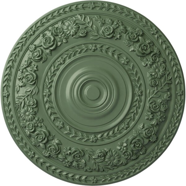 Ekena Millwork Rose Ceiling Medallion (Fits Canopies up to 13 1/2"), 33 7/8"OD x 2 3/8"P, Athenian Green CM33ROAGF - main